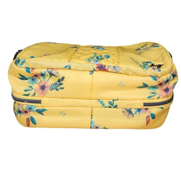 NEW Lug Flatbed Deluxe Cosmetic Make-up Case Yellow Bouquet Flower NWOT - Picture 5 of 7